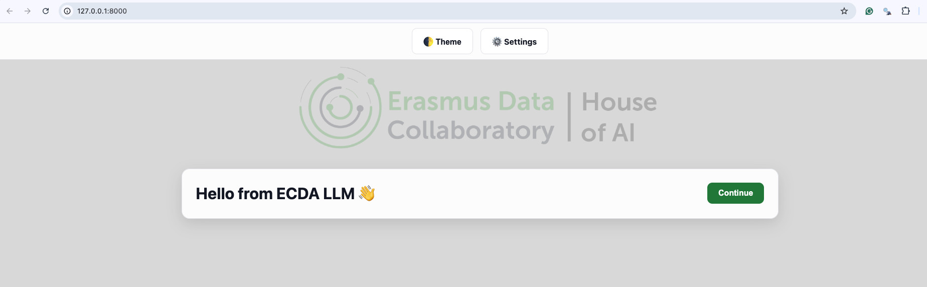 Screenshot of ECDA LLM chatbot interface
